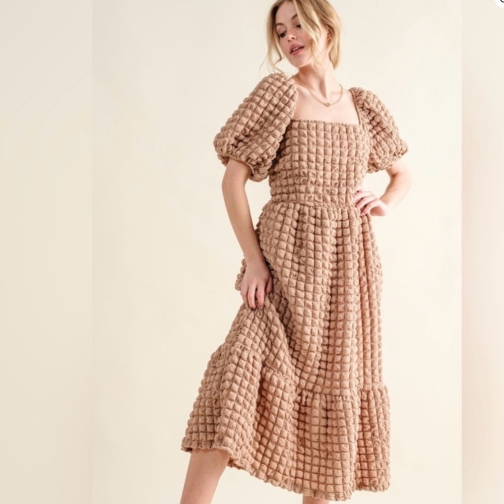 NWT Simply Southern Tan Bubble Breeze Midi Dress Size M